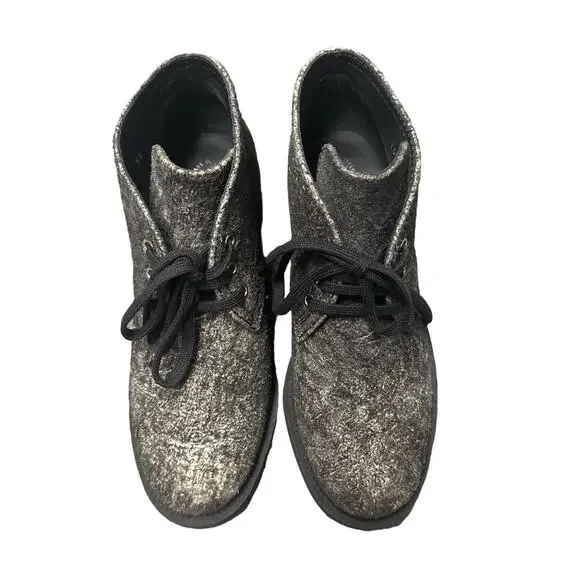New in Box Chanel Lace Up Dark Grey Suede Calfskin Ankle Boots Womens 38 / US 7